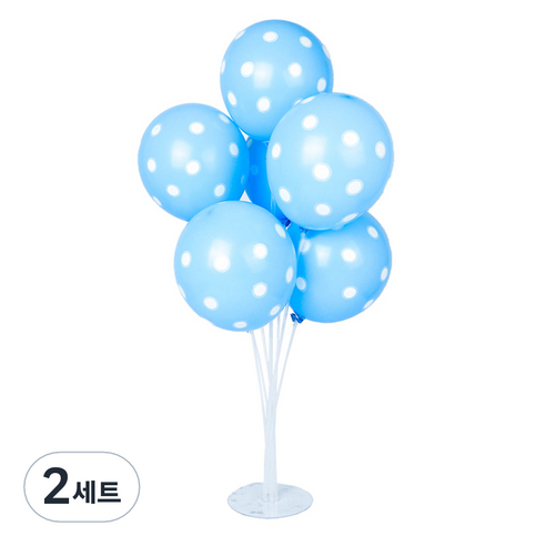 파티쇼 풍선꽂이 장식세트 70cm, 도트라이트블루, 2세트