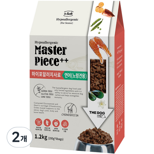 더독 노령견용 닥터소프트 명작 하이퍼 습식 사료 2p, 연어, 1.2kg, 2개