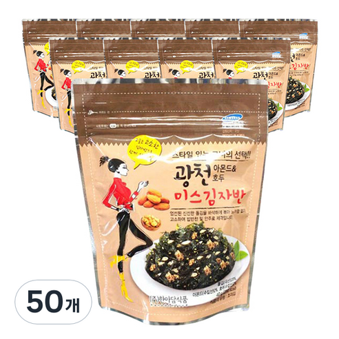 광천 아몬드 & 호두 미스김자반, 40g, 50개