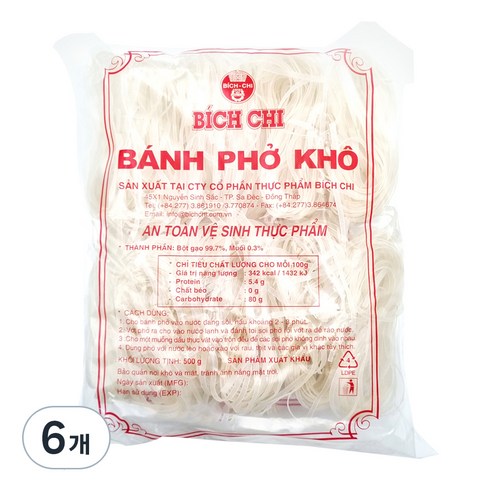 비치치 반포코 4mm 쌀국수면, 500g, 6개