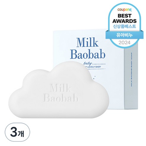 밀크바오밥 저자극 유아비누, 90g, 3개