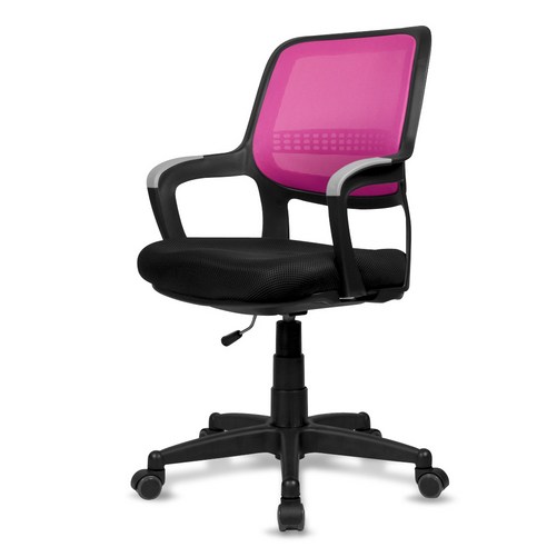 체어클럽 쿠보 블랙바디 메쉬원단 의자, 핑크