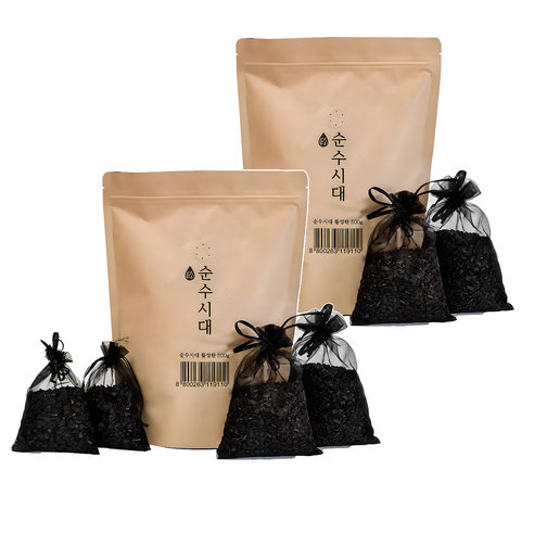 순수시대 활성탄 실내 탈취제 본품 + 망사주머니 4개, 500g, 2세트