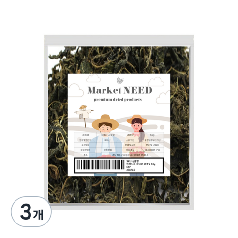 마켓니드 고춧잎, 50g, 3개
