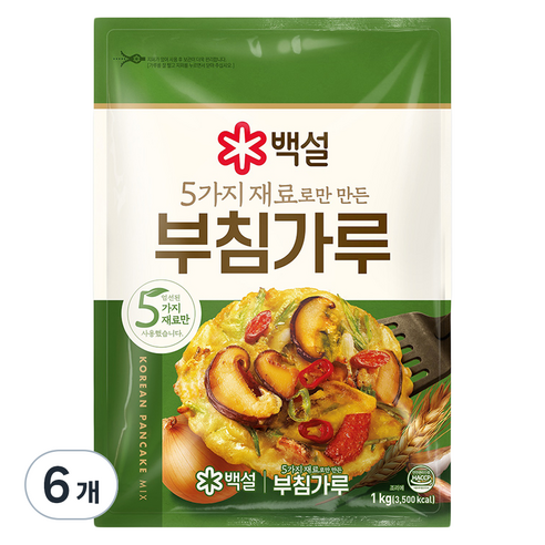 백설 5가지 자연에서 얻은 재료 부침가루, 1kg, 6개
