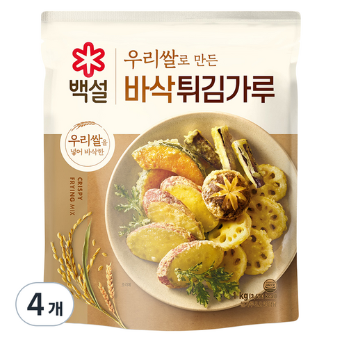 백설 바삭 튀김가루, 1kg, 4개