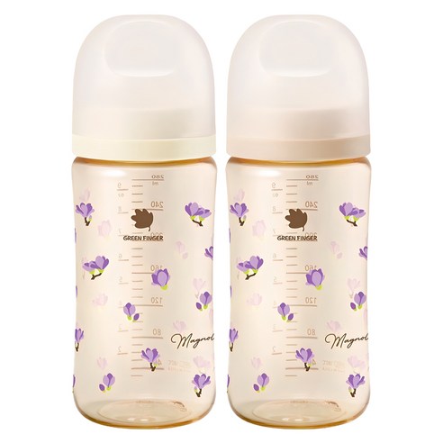 그린핑거 베베그로우 젖병 트윈팩 세트, 목련꽃, 280ml, 1세트