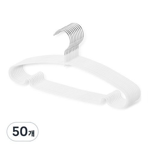 제이밀 코팅 논슬립 옷걸이, 화이트, 50개