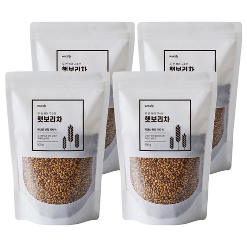 웨이크비 두 번 볶아 구수한 햇보리차, 500g, 4개, 1개입