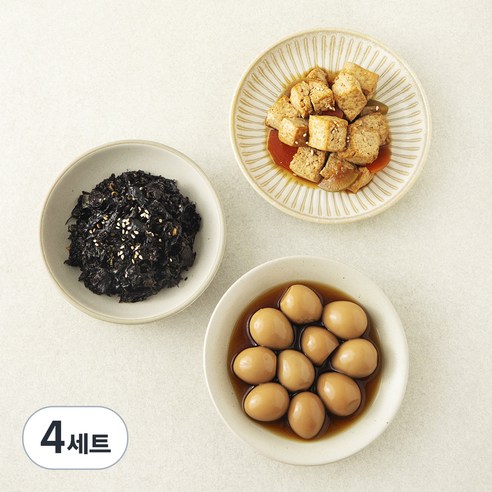 집반찬연구소 3종 A세트 한입두부간장조림 110g + 메추리알간장조림 110g + 파래김무침 40g, 4세트