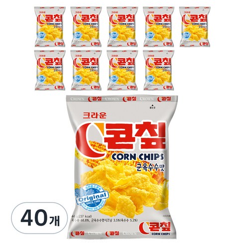 크라운 C콘칲 스낵, 44g, 40개