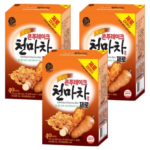 우리차 콘푸레이크 제로 천마차, 18g, 40개입, 3개