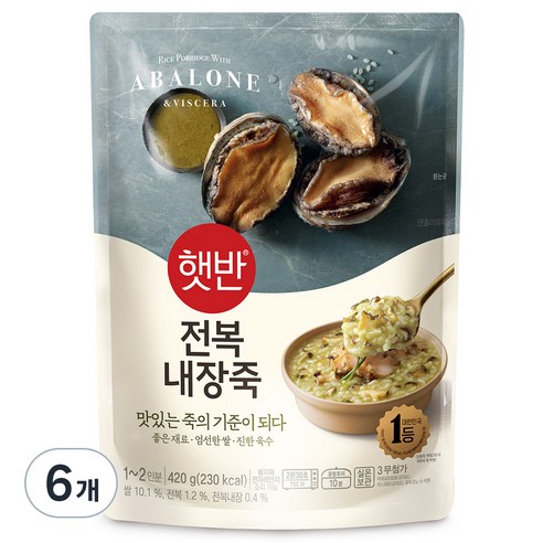 햇반 전복내장죽, 6개, 420g