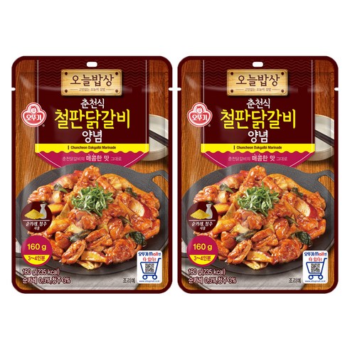 오뚜기 오늘밥상 춘천식 철판닭갈비 양념, 160g, 2개
