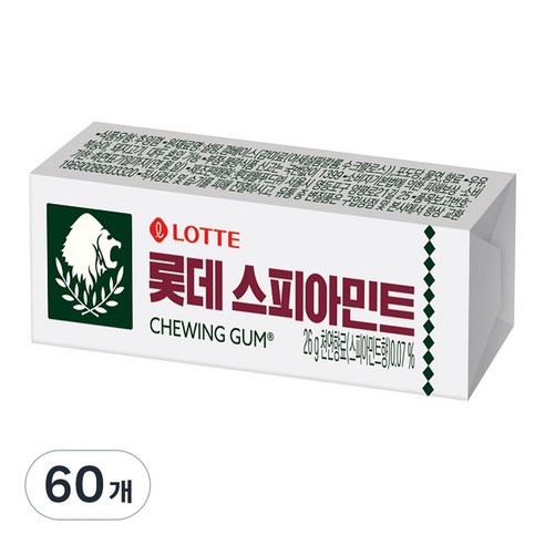 롯데제과 스피아민트 껌, 26g, 60개 엑스트라스피아민트