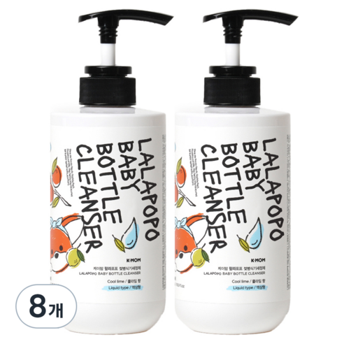 케이맘 랄라포포 젖병식기세정제 액상형 쿨라임향, 500ml, 8개