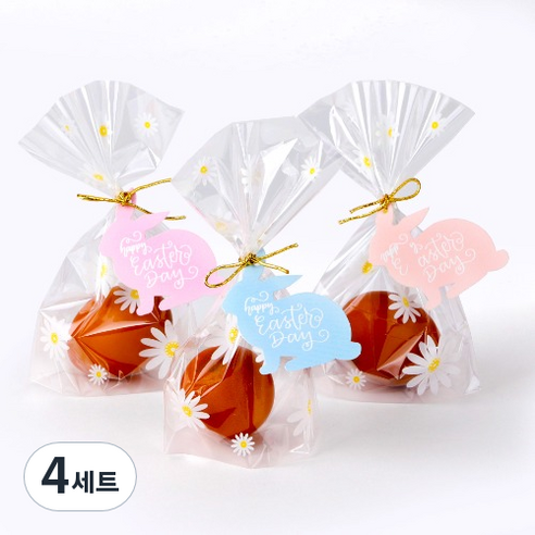 인디케이 부활절 버니텍 50p + 비닐 50p + 골드타이 50p 세트, 혼합색상, 4세트