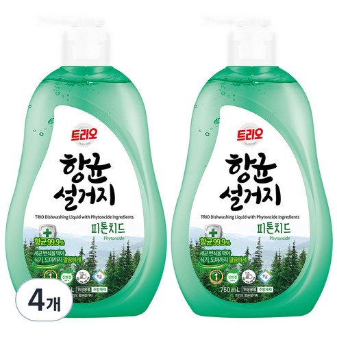 트리오 설거지 주방세제 피톤치드, 750ml, 4개