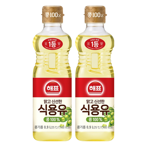 해표 콩기름 식용유, 900ml, 2개