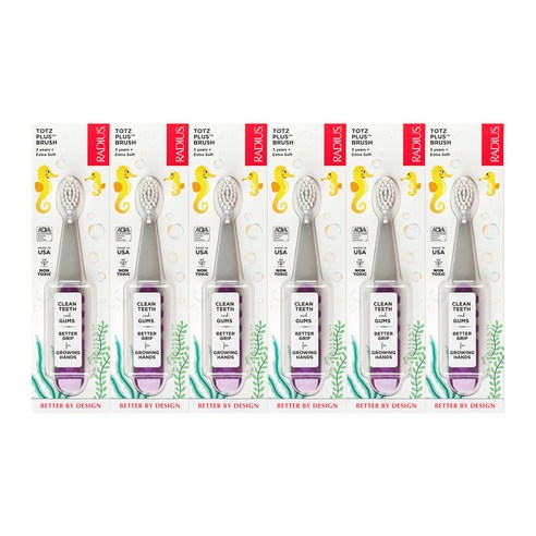 래디어스 토츠플러스 유아용 칫솔, 퍼플 + 그레이, 6개