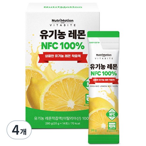 뉴트리모션 비타바이트 유기농 레몬 NFC 100%, 280g, 56개