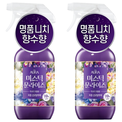 아우라 퍼퓸 섬유탈취제 미스틱 문라이즈 본품, 490ml, 2개