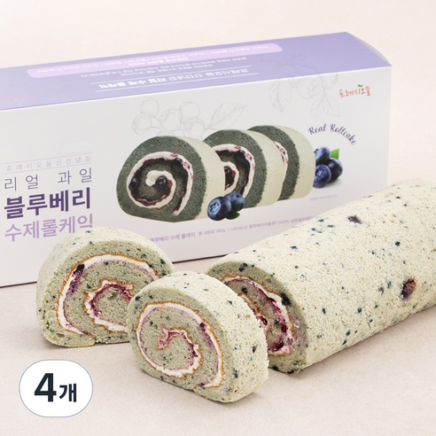 프레시오늘 신선냉장 리얼 과일 블루베리 수제 롤케익, 380g, 4개