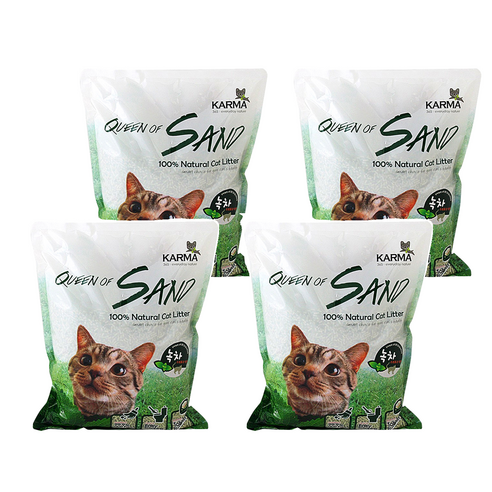 카르마 퀸오브샌드 고양이 두부 모래, 7L, 3kg, 4개, 녹차