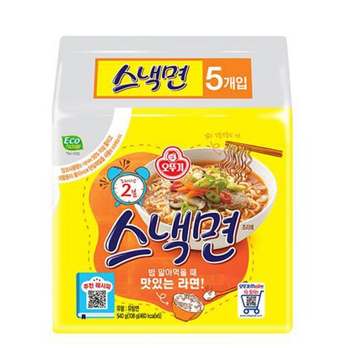 오뚜기 스낵면 멀티팩 108g, 5개