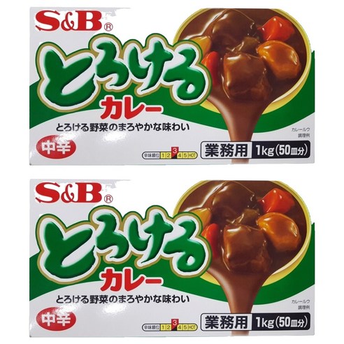 에스비 토로케루 카레 소스 믹스 중간매운맛, 1kg, 2개
