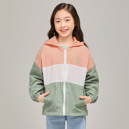 스푼 여아용 컬러배색바람막이점퍼