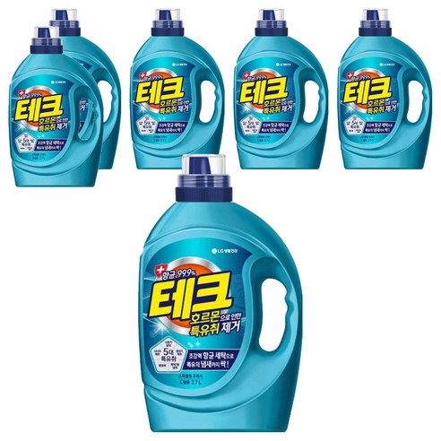 테크 호르몬 특유취 제거 액체세제 드럼용 용기, 2.7L, 6개