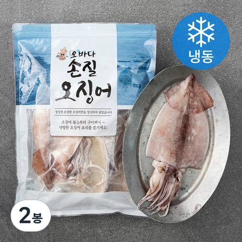 오바다 국내산 손질오징어 6미 (냉동), 700g(6미), 2개