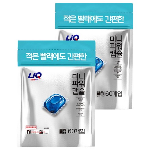 리큐 진한겔 미니파워 프레시코튼 캡슐세제, 2개, 60개입