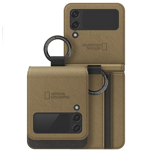 내셔널지오그래픽 카드 수납 비즈니스 월렛 링 휴대폰 케이스: 갤럭시 Z 플립4의 세련되고 기능적인 보호자