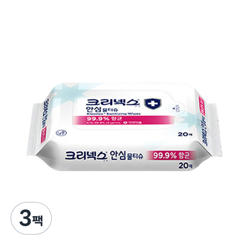 크리넥스 안심 물티슈, 20매, 3개