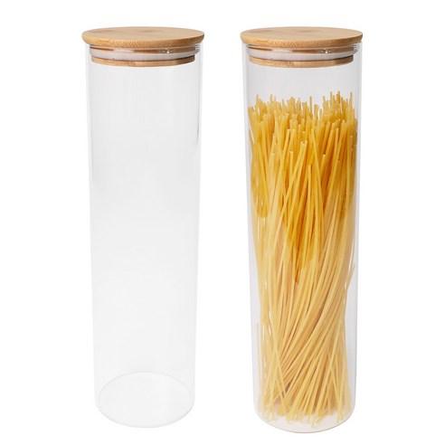인블룸 원목뚜껑 원형 내열유리병, 1.5L, 2개