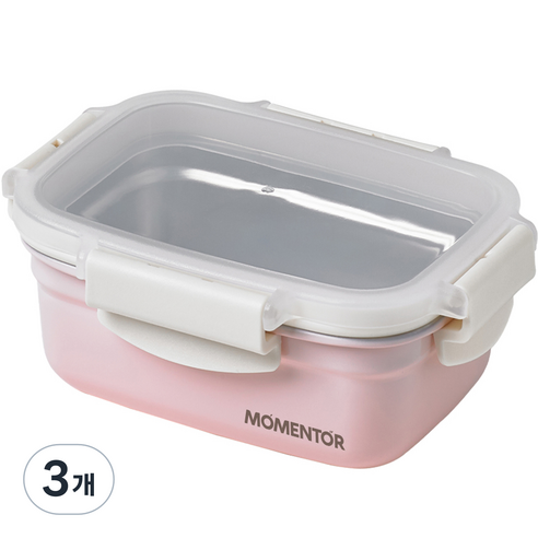 모멘토 스테인레스 세라믹 밀폐 용기 1160ml 글램핑크, 단품, 3개