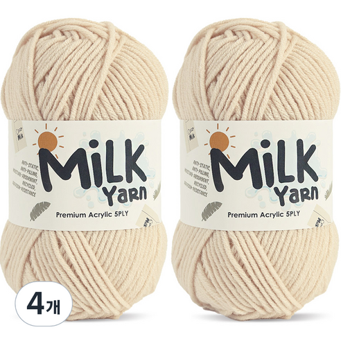 니뜨 밀크얀 뜨개실 50g, 41연베이지, 4개