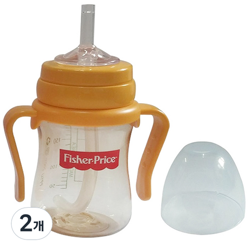 피셔프라이스 PPSU 만능빨대컵 200ml, 옐로우, 2개