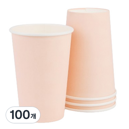 투고팩 종이컵 베이비핑크 390ml, 1개입, 100개