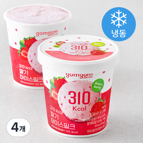 곰곰 310Kcal 딸기 아이스밀크 (냉동), 474ml, 1개입, 4개