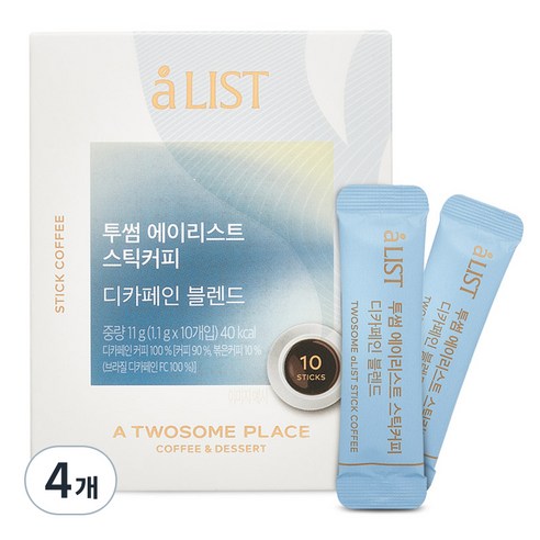 투썸플레이스 에이리스트 스틱커피 디카페인 블렌드, 1.1g, 10개입, 4개