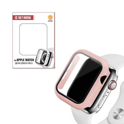 디씨네트워크 스마트워치 풀커버 강화유리 케이스 44mm, 핑크