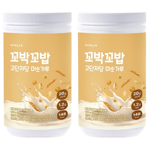 꼬박꼬밥 고단저당 단백질 쉐이크 미숫가루 대용량, 2개, 400g