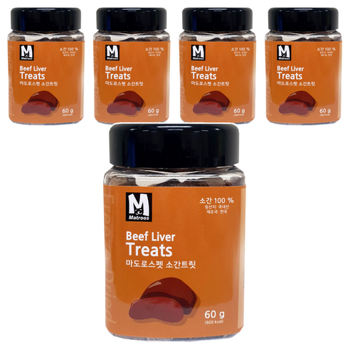 마도로스펫 반려동물 동결건조간식, 소간트릿, 60g, 5개