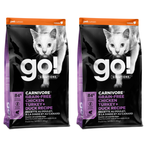 go 전연령 고양이 카니보 레시피 건식사료, 닭+칠면조, 1.36kg, 2개