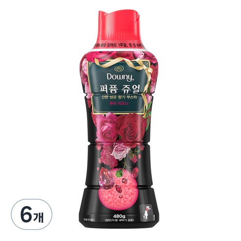 다우니 퍼퓸 쥬얼 향기 부스터 루비 피오니, 480g, 6개