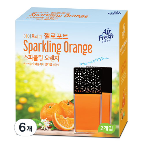 에어후레쉬 젤로포트 방향제 스파클링 오렌지, 120g, 6개
