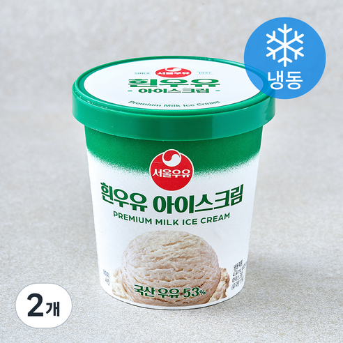 [로켓프레시] 서울우유 흰우유 아이스크림 (냉동), 2개, 1개입, 474ml